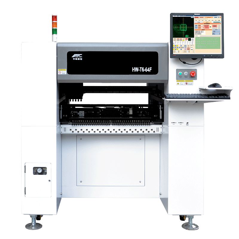 HW-T6-64 6-head high speed intelligent pick and place machine with 64 feeder stations for medium volume
